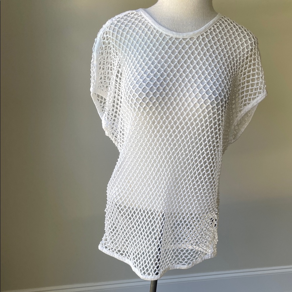Versace Ivory Mesh Swim Coverup